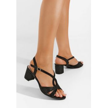 Sandale elegante cu toc gros Yaria negre