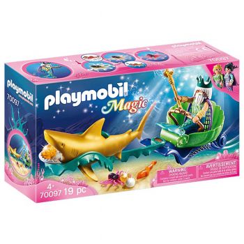 Jucarie Playmobil Magic, Regele marii cu trasura rechin, 70097, Multicolor ieftin