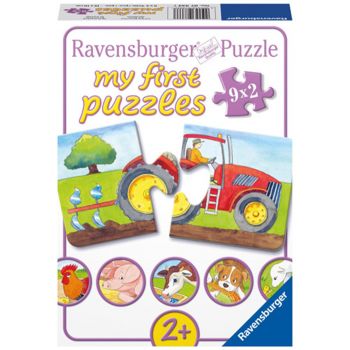 Jucarie Puzzle La ferma, 9x2 piese, Ravensburger, Multicolor
