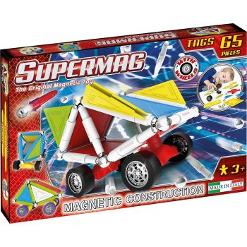 Jucarie Set constructie, Supermag, Tags Wheels, 65 piese, Multicolor ieftina