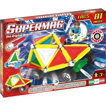 Jucarie Set constructie, Supermag, Tags Wheels, 81 piese, Multicolor ieftina