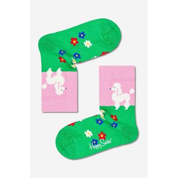 Happy Socks sosete copii Poodle & Flowers culoarea verde, Skarpetki dziecięce Happy Socks Poodle & Flowers KPDF01-7300