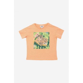 Kenzo Kids tricou de bumbac pentru copii Short Sleeves Tee-Shirt culoarea portocaliu ieftin