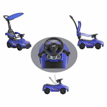 Masinuta copii de impins Moni Victory 2 in 1 Blue,cu maner parental detasabil,copertina,suport pentru picioare,spatiu pentru jucarii sub scaun,de la 3 ani,greutate maxima suportata 23 kg