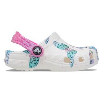 Saboti Crocs Toddler Classic Butterfly Clog Alb - White/Multi de firma originali