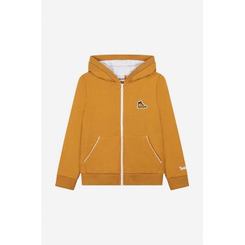Timberland bluza copii Cardigan Suit culoarea galben, cu glugă, neted