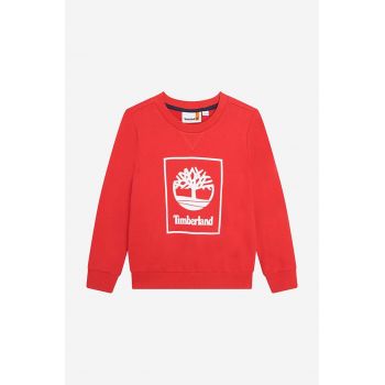 Timberland bluza copii culoarea rosu, cu imprimeu de firma originala