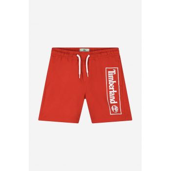 Timberland pantaloni scurti de baie copii Swim Shorts culoarea rosu, cu imprimeu de firma originali
