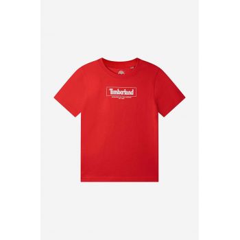 Timberland tricou de bumbac pentru copii Short Sleeves Tee-shirt culoarea rosu, cu imprimeu ieftin
