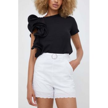 Answear Lab pantaloni scurti din bumbac culoarea alb, neted, high waist