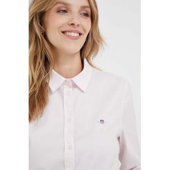 Gant camasa femei, culoarea roz, cu guler clasic, regular de firma originala