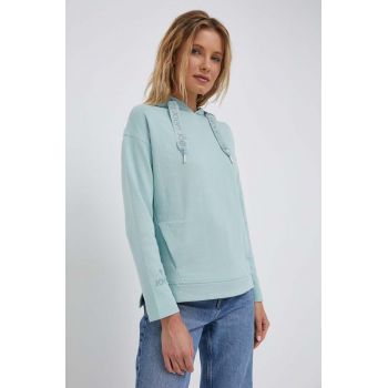 Joop! bluza femei, culoarea turcoaz, cu glugă, neted