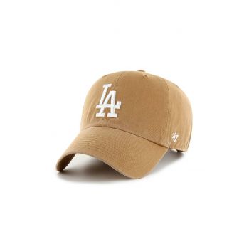 47brand șapcă de baseball din bumbac MLB Los Angeles Dodgers culoarea bej, cu imprimeu  B-NLRGW12GWS-QL de firma originala