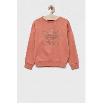 adidas Originals bluza copii culoarea portocaliu, cu imprimeu