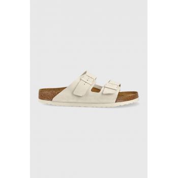 Birkenstock papuci din piele Arizona bărbați, culoarea gri 1024554-lgrey