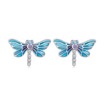 Cercei din argint Blue Shine Dragonfly de firma original