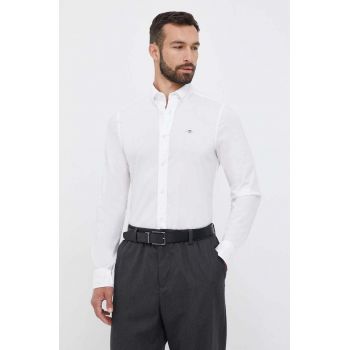 Gant camasa din bumbac barbati, culoarea alb, cu guler button-down, slim de firma originala