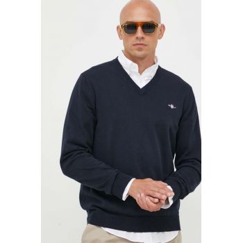 Gant pulover de bumbac culoarea albastru marin, light ieftin