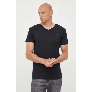 Gant tricou 2-pack barbati, culoarea negru, neted de firma original