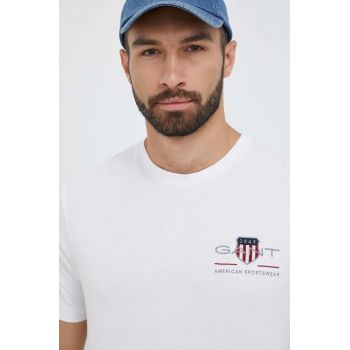 Gant tricou din bumbac culoarea alb, cu imprimeu ieftin