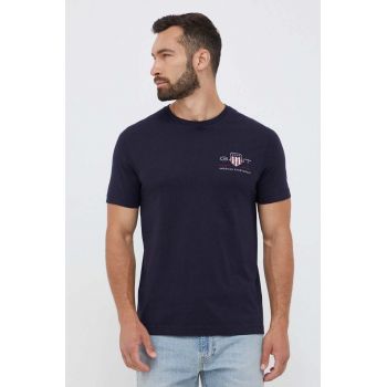 Gant tricou din bumbac culoarea albastru marin, cu imprimeu ieftin