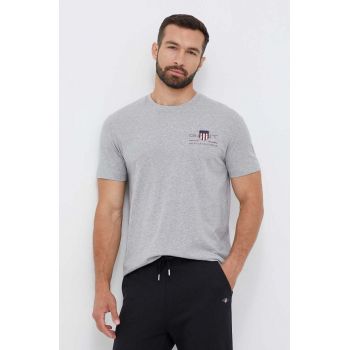 Gant tricou din bumbac culoarea gri, cu imprimeu de firma original