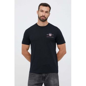 Gant tricou din bumbac culoarea negru, cu imprimeu de firma original