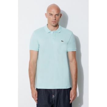 Lacoste polo de bumbac culoarea turcoaz, uni PH4012-001 ieftin