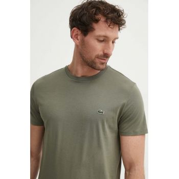 Lacoste tricou din bumbac culoarea verde, uni de firma original