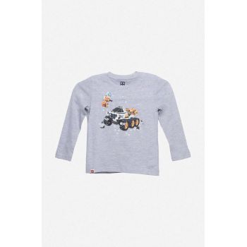 Lego longsleeve din bumbac pentru copii culoarea gri, cu imprimeu, Koszulka Lego Wear T-shirt Longsleeve 12010635 912 ieftin