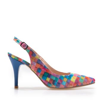 Pantofi eleganți decupați damă din piele naturală - 179 Multicolor Box ieftin