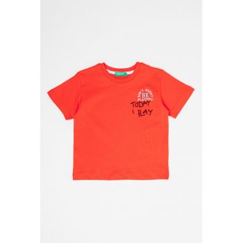Tricou de bumbac cu decolteu la baza gatului