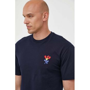 United Colors of Benetton tricou din bumbac culoarea albastru marin, cu imprimeu
