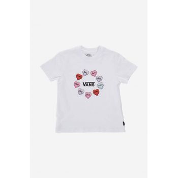 Vans tricou de bumbac pentru copii Candy Hearts culoarea alb, cu imprimeu