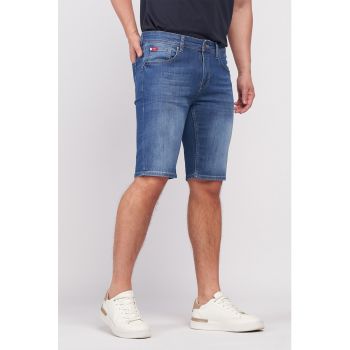 Bermude din denim cu talie medie
