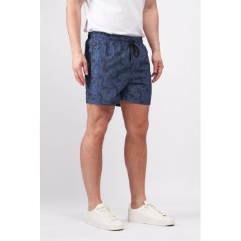 Pantaloni scurti de baie cu snur si imprimeu floral