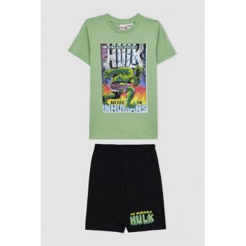 Pijama scurta cu imprimeu Hulk