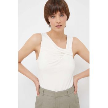 Dkny top culoarea bej ieftin