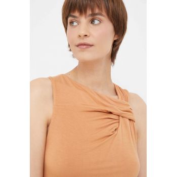 Dkny top culoarea maro ieftin