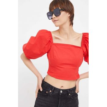 Dkny top culoarea rosu, neted