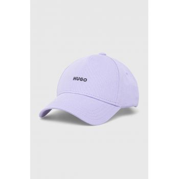 HUGO șapcă de baseball din bumbac culoarea violet, neted