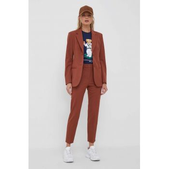 Joop! pantaloni femei, culoarea maro, mulata, high waist