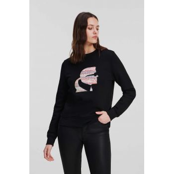 Karl Lagerfeld bluza femei, culoarea negru, cu imprimeu