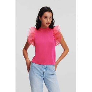 Karl Lagerfeld bluza femei, culoarea roz, neted
