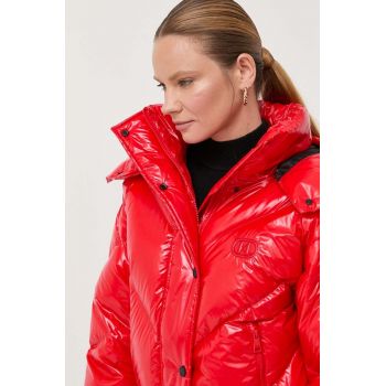 Karl Lagerfeld geaca de puf femei, culoarea rosu, de iarna la reducere