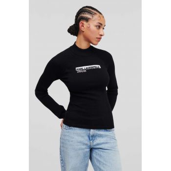 Karl Lagerfeld Jeans pulover femei, culoarea negru, cu turtleneck