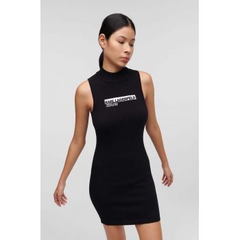 Karl Lagerfeld Jeans rochie culoarea negru, mini, mulata