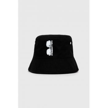 Karl Lagerfeld palarie reversibila din bumbac culoarea negru, bumbac de firma originala