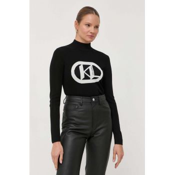 Karl Lagerfeld pulover femei, culoarea negru, light, cu turtleneck de firma original