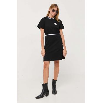 Karl Lagerfeld rochie din bumbac culoarea negru, mini, evazati